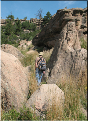 Walking among rocks