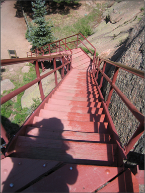steps down from Devils Head lookout tower